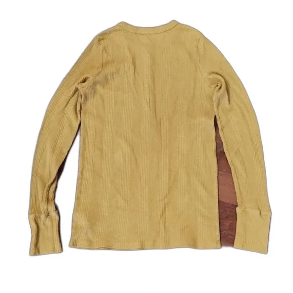 Aerie Wow! Waffle Long Sleeve Henley T-Shirt, Honey, Size S - Picture 7 of 11